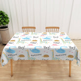 Lofaris Awesome Cartoon Animal World Rectangle Tablecloth for Kids Jungle Safari Birthday Party Decorations